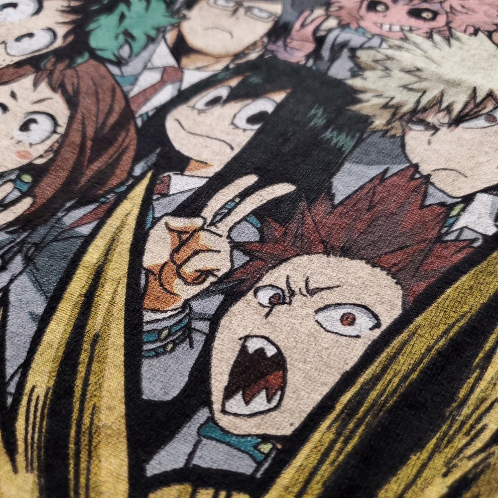 My Hero Academia Class 1-A Graphic Tee Men M Black Anime Manga Y2K Funimation